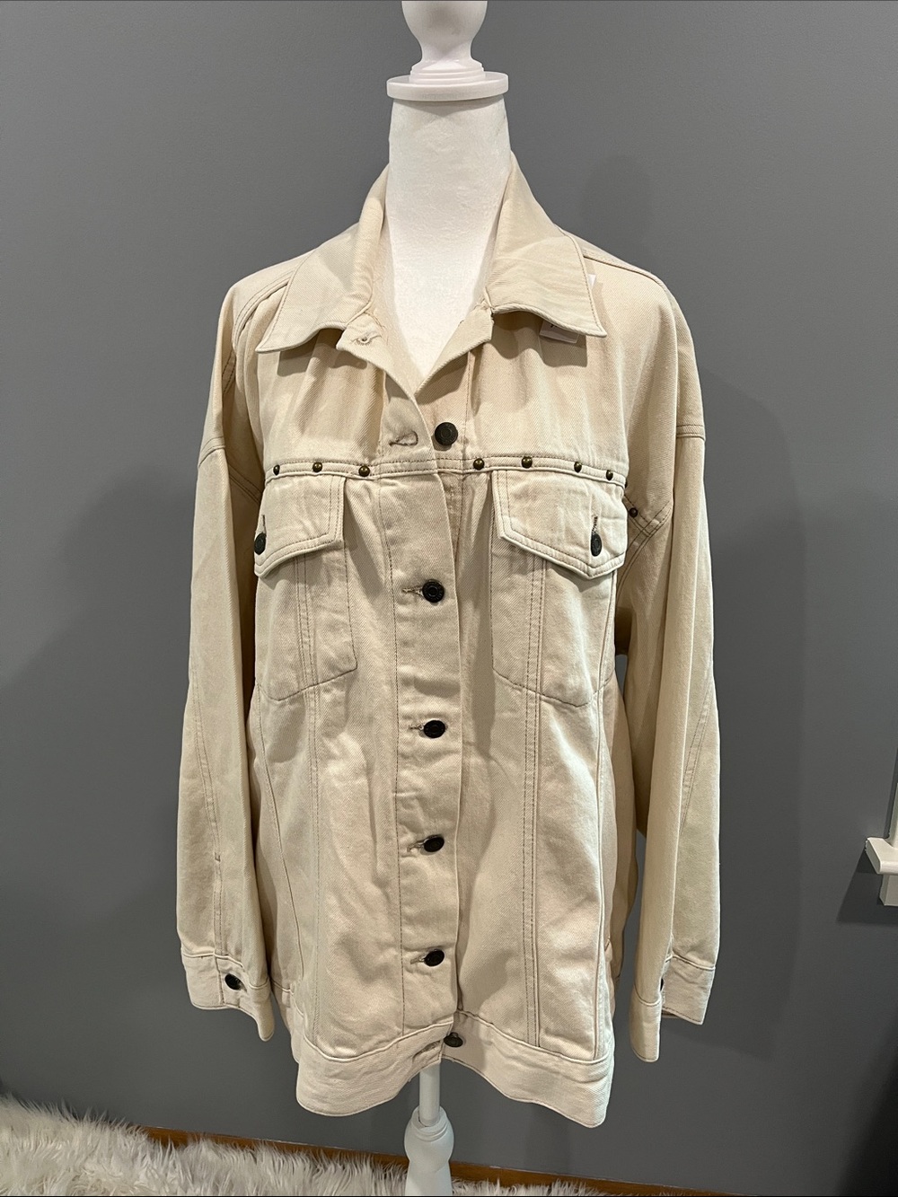 Old Navy Cream Button-Front Jean Jacket